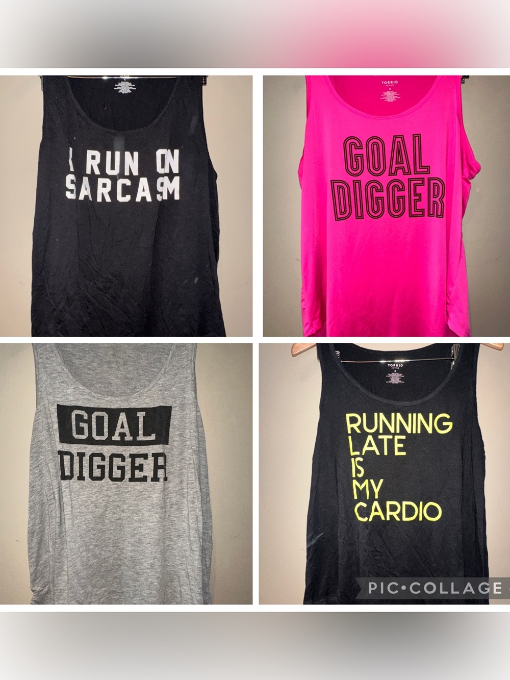 torrid 4 Gym Workout Graphic Tanks sizes 0 (12) 1 (14/16) Bundle